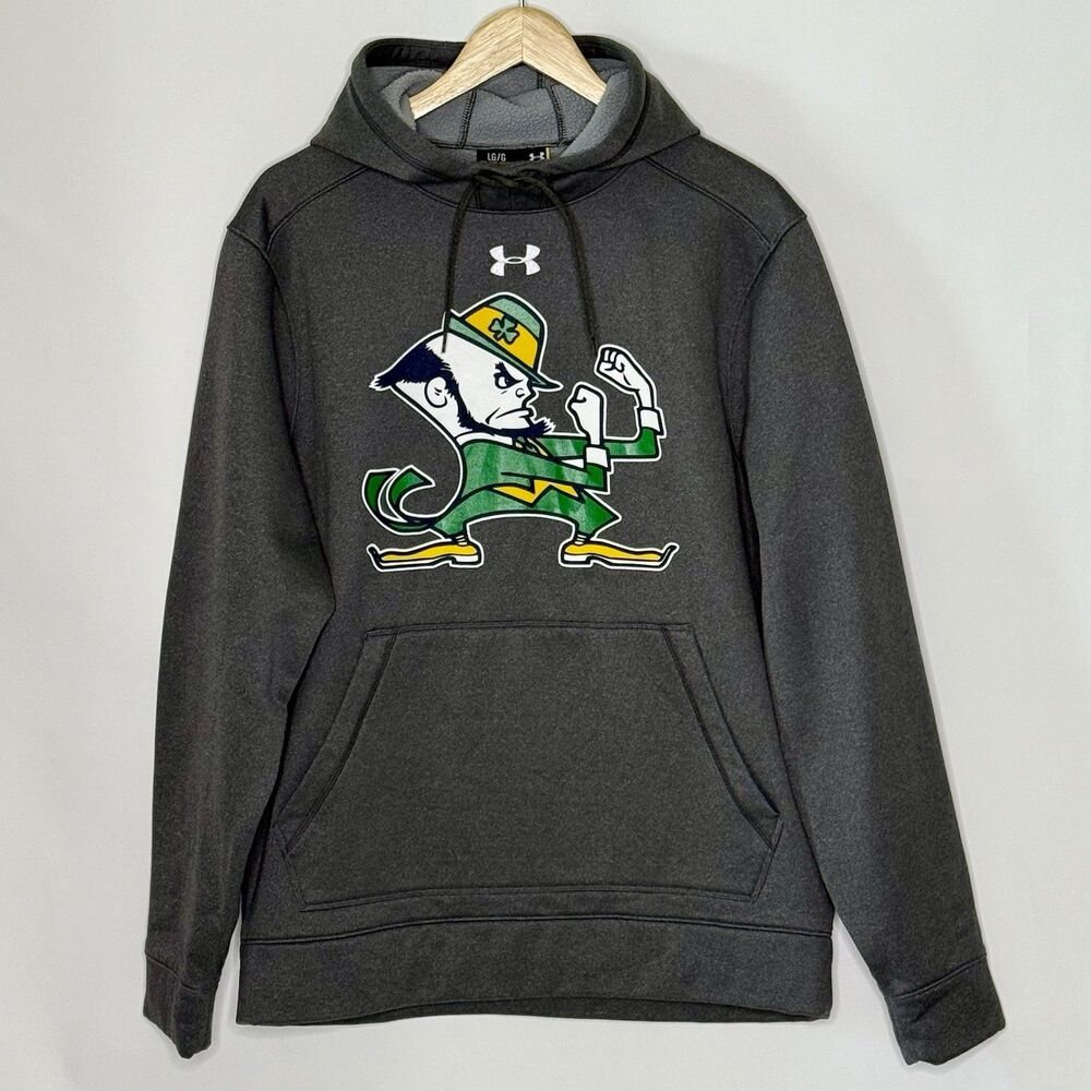 NOTRE DAME Fighting Irish Hoodie Sweatshirt Men's L - NCAA Football UNDER ARMOUR